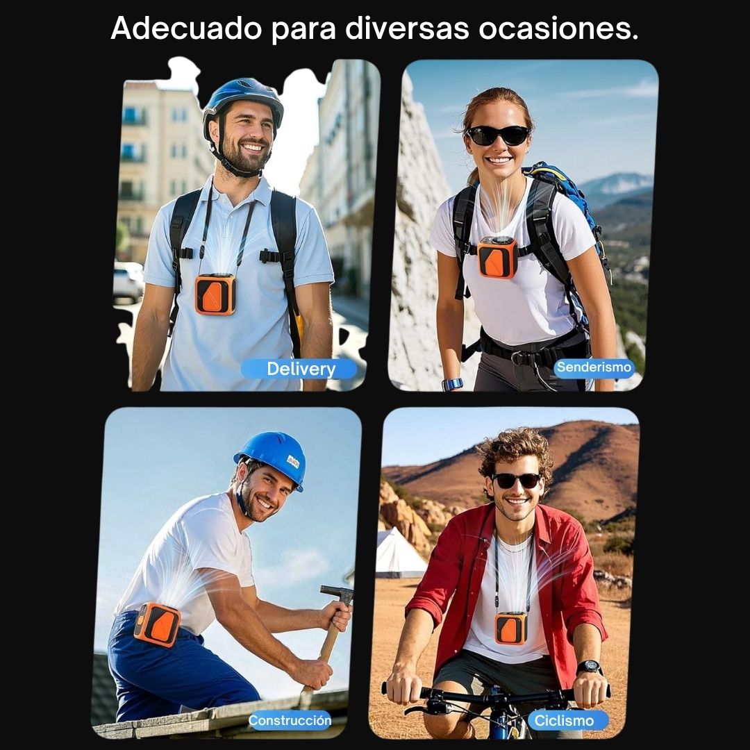 Mini Abanico de Cintura Recargable con Linterna