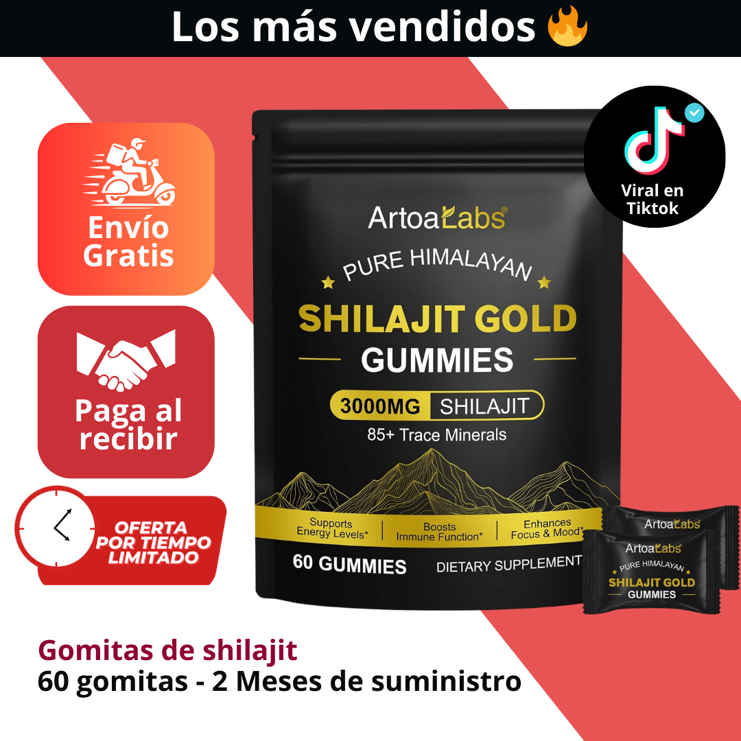 Gomitas Shilajit para hombres y mujeres, 100% natural, 60 gomitas