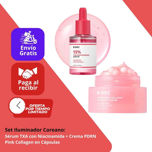 Sérum TXA con Niacinamida + Crema PDRN Pink Collagen en Cápsulas